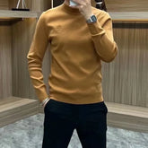 Hearujoy Men Clothing Autumn Winter Korean Fashion Business Casual Basic T-shirt Solid Half High Collar Long Sleeve Slim Thick Warm Tops